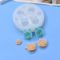 Mehrloch-Silikonform für Rosen mit 3D-Blumeneffekt für DIY-Backen und Basteln - 4 Große und 3 Kleine Rosen