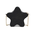 Sternförmige schwarze PVC-Geleetasche mit Nietentextur und goldener Kette für Damen - Schwarz