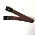 Brown buckle-free elastic waist belt with black leather tabs and durable metal hardware - Coffee