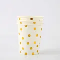 Set of 25 cream paper cups with elegant gold foil polka dots for party decoration - Paper Cup