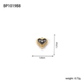 Detail of heart pendant with black enamel and zircon inlay showing 1.27cm dimensions - Black