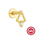 Gold plated S925 sterling silver teardrop labret stud with a brilliant zircon stone - Gold Style 9-Triangle Bead