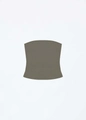 Minimalist taupe strapless tube top made of high-stretch seamless knitted fabric - XS / Clay Green