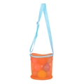 Orange mesh beach bag with adjustable light blue strap and colorful plastic toy balls - Orange Mesh Bucket Blue Strap / 15*17cm