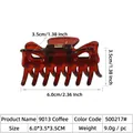 Pince à cheveux ambre translucide avec ressort doré, taille de 6.0x3.5x3.5cm - 6cm 7-Dents Café