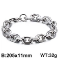 Bracciale a catena a O in acciaio inossidabile lucido, lunghezza 205mm e larghezza 11mm - Stile catena Rolo da 11mm (KB126645-Z)
