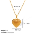Collar de relicario de corazón en acero inoxidable dorado con cadena ajustable de calidad - Dorado