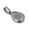 Sleek silver stainless steel teardrop pendant base with bail for DIY jewelry making - Teardrop Style (KLJ6748-Z)