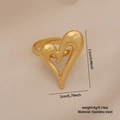 Anello a cuore in acciaio inossidabile dorato con finitura lucida e design minimal - Forma a Cuore Semplificata (3#)