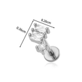 Silver F136 titanium labret stud with clear square zircon stones in 0.26cm and 0.36cm - 6# Silver Rectangular Cluster Style