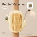 Beige cactus cat corner scratcher with a rotating mint ball and spring feather wand - Beige Feather Catnip