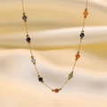 Colorful beaded titanium steel necklace with multifaceted beads on a silk background - Colorful Beads Necklace - Gold