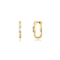 Elegante goldene U-Form Creolen mit Baguette-Zirkonia in einem minimalistischen Design - Goldener rechteckiger Zirkonia Huggie Ohrring