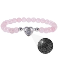 Pink crystal beaded projection bracelet with heart pendant showing I Love You in 100 languages - Heart-Rose Quartz