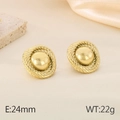 Golden round threaded studs with smooth center dome and rope-textured edge - Woven Round Ball Style (KE115943-KFC)