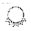 Silver stainless steel 1.2x8mm seamless septum ring with small beaded ball accents - NO 1 (Beaded)