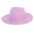 Classico cappello fedora in paglia rosa con trama intrecciata e tesa larga da donna - Viola