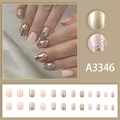 Champagne glitter press-on nails set with metallic pink accents, 24 pieces in box - Champagne Gold And Nude Pink Mix (Glue Style)