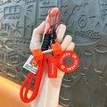 Llavero de mancuerna de silicona roja, colgante de variante sport fitness, accesorio. - Rojo