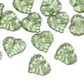 Green leaf shaped acrylic beads with vein texture for DIY jewelry making - 50Pcs/Bag / 15x14mm / Green