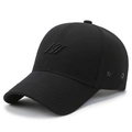 Classic black baseball cap with breathable fabric and 3D wave logo embroidery - Adjustable / Black