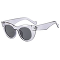Occhiali da sole cat-eye alla moda con montatura grigio chiaro trasparente e lenti scure - Montatura Grigio Chiaro Lenti Grigio Nero