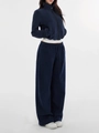Ensemble de survêtement bleu marine deux pièces avec sweat à fermeture et pantalon large - S / Bleu Marine Doublé