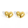 Polished 18K gold-plated stainless steel heart-shaped stud earrings in a glossy finish - Smooth Polish Heart