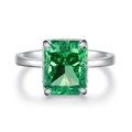 Elegant S925 sterling silver ring with 4ct green rectangle cut zircon gemstone - US 5 / CBJZ117