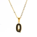 Modern 18k gold plated letter Q pendant necklace with black concentric line texture - Letter Q (Single Pendant)