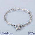 Silver geometric link bracelet with toggle clasp and curb chain in stainless steel - Style 4 Hexagon Splicing (KB170593-Z)