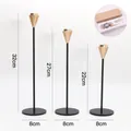 Set of 3 minimalist black and gold metal candlesticks in sizes 32cm, 27cm, and 22cm - 6122 Candle Holders Set of 3