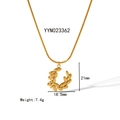 Golden titanium steel necklace with wheat leaf pendant 21x18mm size and 7.4g weight detail - Wheat Ear Necklace (YYN023362)