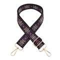 Dettaglio tracolla jacquard etnica con ganci a scatto in metallo dorato - Chiusura in Argento / X22-Nero Viola