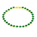 Pulsera tennis chapada en oro de 18k con vibrantes circonitas cuadradas verde esmeralda - Verde