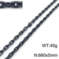 Black titanium steel pig nose chain necklace for men, 660x5mm size and 45g weight - Black (KN230515-KFC)