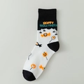Halloween crew socks with pumpkin, ghost, and spider motifs on a knit fabric - 04 Pumpkin-Black White Candy Spider