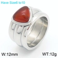 Detalle de anillo irregular plateado con piedra roja, ancho de 12mm y peso de 12g - US 6 / Color Acero (KR110923-K)