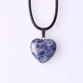 Macro shot of polished heart-shaped blue sodalite pendant with black braided cord necklace - Necklace (With Black Rope) / Blue Sodalite