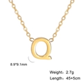 Golden titanium steel necklace with letter Q pendant and 45cm adjustable cross chain - Letter Q