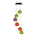 Solar Halloween wind chime with color-changing LED pumpkin lanterns for garden decor - Pumpkin