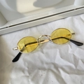 Retro sunglasses with bright yellow oval lenses and slim gold metal frame in a 90s style - Large Oval Gold Frame Yellow Lens