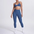 Set yoga blu navy in due pezzi con reggiseno sportivo a vogatore e leggings a vita alta - grigio-blu
