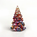 Mini resin Christmas tree tabletop ornament with colorful red dotted internal filling - 08 Colored Shell + Red Sequins