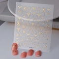 5D gold butterfly and moon embossed nail stickers with hanging tassel patterns - Gold Bronzing Ethnic Butterfly Style (CO-092)