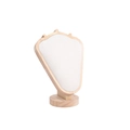Necklace bust display stand with natural wood frame and white velvet finish - Natural Wood Beige