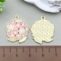 Pink and lilac enamel hydrangea flower charm pendant in gold alloy for DIY jewelry - Pink Enamel Hydrangea 23*19mm