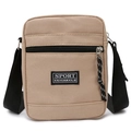 Mini borsa a tracolla in nylon kaki minimalista con cinturino regolabile e zip frontale - Cachi