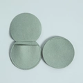 Detail view of round microfiber jewelry pouch in sage green showing inner pocket structure - 7*7cm / Light Green