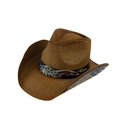Cappello da cowboy in paglia marrone con emblema USA e dettagli bandiera americana - 58cm / Marrone Scuro con Distintivo USA Ali d'Aquila